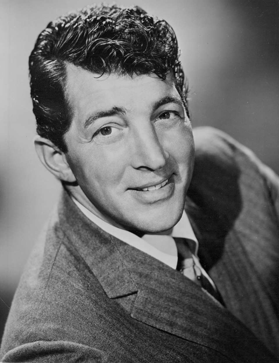 Black-and-white publicity portrait of Dean Martin, 1957